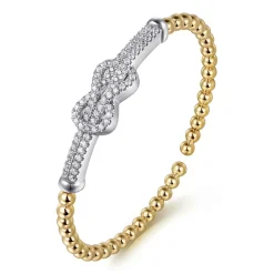 Clearance Gabriel & Co. 14K Yellow Gold Bujukan and Diamond Spike Open Bangle Bracelet