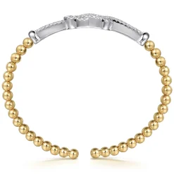 Clearance Gabriel & Co. 14K Yellow Gold Bujukan and Diamond Spike Open Bangle Bracelet