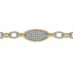 Outlet Gabriel & Co. 14K Yellow Gold Bujukan and Diamond Link Chain Bracelet