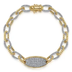 Outlet Gabriel & Co. 14K Yellow Gold Bujukan and Diamond Link Chain Bracelet
