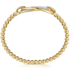 Gabriel & Co. 14K Yellow Gold Bujukan and Diamond Interlocking Oval Split Bangle Bracelet
