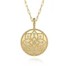 Outlet Gabriel & Co. 14K Yellow Gold Bujukan and Diamond Medallion Pendant in size 32mm With Detachable Bail