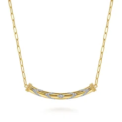 Sale Gabriel & Co. 14K Yellow Gold Bujukan and Diamond Chevron Bar Necklace