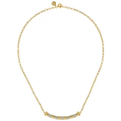 Sale Gabriel & Co. 14K Yellow Gold Bujukan and Diamond Chevron Bar Necklace