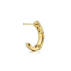 Outlet Gabriel & Co. 14K Yellow Gold Bujukan and Diamond Chevron J Hoop Earrings