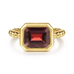 Outlet Gabriel & Co. 14K Yellow Gold Bujukan and Garnet Stackable Ring