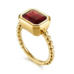 Outlet Gabriel & Co. 14K Yellow Gold Bujukan and Garnet Stackable Ring