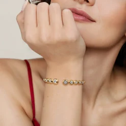 Outlet Gabriel & Co. 14K Yellow Gold Bujukan and Graduating Diamond Split Bangle Bracelet