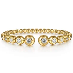 Outlet Gabriel & Co. 14K Yellow Gold Bujukan and Graduating Diamond Split Bangle Bracelet