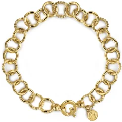Online Gabriel & Co. 14K Yellow Gold Bujukan and Hollow Tube Link Chain Bracelet