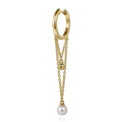 Gabriel & Co. 14K Yellow Gold Bujukan And Pearl Huggie Drop Earrings