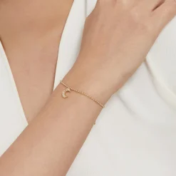 Online Gabriel & Co. 14K Yellow Gold Bujukan and White Sapphire Moon Charm Bracelet