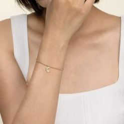 Online Gabriel & Co. 14K Yellow Gold Bujukan and White Sapphire Moon Charm Bracelet