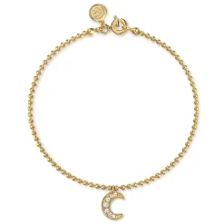 Online Gabriel & Co. 14K Yellow Gold Bujukan and White Sapphire Moon Charm Bracelet
