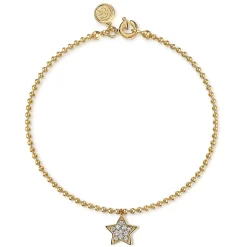 Gabriel & Co. 14K Yellow Gold Bujukan and White Sapphire Star Charm Bracelet