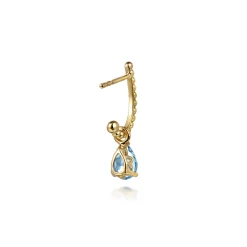 New Gabriel & Co. 14K Yellow Gold Bujukan Aquamarine J Hoop Earrings