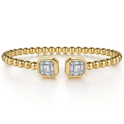 Sale Gabriel & Co. 14K Yellow Gold Bujukan Baguette and Princess Diamond Split Bangle Bracelet