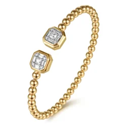 Sale Gabriel & Co. 14K Yellow Gold Bujukan Baguette and Princess Diamond Split Bangle Bracelet