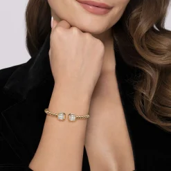 Sale Gabriel & Co. 14K Yellow Gold Bujukan Baguette and Princess Diamond Split Bangle Bracelet