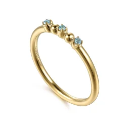 New Gabriel & Co. 14K Yellow Gold Bujukan Ball and Blue Topaz Stackable Ring