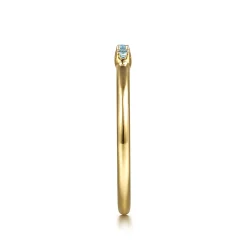 New Gabriel & Co. 14K Yellow Gold Bujukan Ball and Blue Topaz Stackable Ring