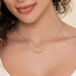 Clearance Gabriel & Co. 14K Yellow Gold Bujukan Ball Puffy Maquise Bar Necklace
