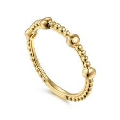 New Gabriel & Co. 14K Yellow Gold Bujukan Ball Station Stackable Ring