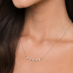 Outlet Gabriel & Co. 14K Yellow Gold Bujukan Bar Necklace with Diamond Trio Stations