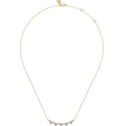 Outlet Gabriel & Co. 14K Yellow Gold Bujukan Bar Necklace with Diamond Trio Stations