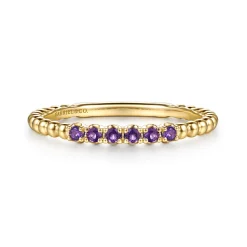 Clearance Gabriel & Co. 14K Yellow Gold Bujukan Bead and Amethyst Stackable Ring