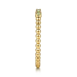 Gabriel & Co. 14K Yellow Gold Bujukan Bead and Peridot Stackable Ring