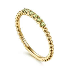 Gabriel & Co. 14K Yellow Gold Bujukan Bead and Peridot Stackable Ring