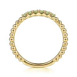 Gabriel & Co. 14K Yellow Gold Bujukan Bead and Peridot Stackable Ring