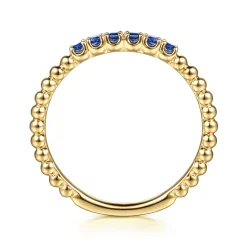 New Gabriel & Co. 14K Yellow Gold Bujukan Bead and Sapphire Stackable Ring