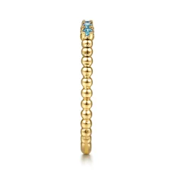 Gabriel & Co. 14K Yellow Gold Bujukan Bead and Blue Topaz Stackable Ring