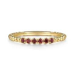 Outlet Gabriel & Co. 14K Yellow Gold Bujukan Bead and Garnet Stackable Ring