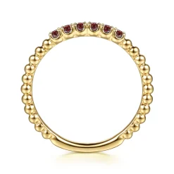 Outlet Gabriel & Co. 14K Yellow Gold Bujukan Bead and Garnet Stackable Ring