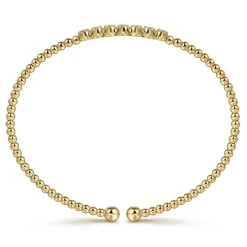 Best Gabriel & Co. 14K Yellow Gold Bujukan Bead and Cluster Diamond Bangle
