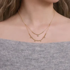 Gabriel & Co. 14K Yellow Gold Bujukan Bead and Diamond Two-Row Necklace