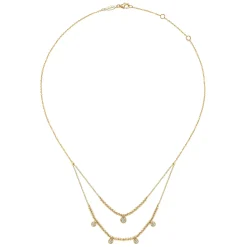 Gabriel & Co. 14K Yellow Gold Bujukan Bead and Diamond Two-Row Necklace