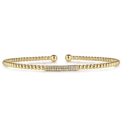 Gabriel & Co. 14K Yellow Gold Bujukan Bead Bangle with Diamonds