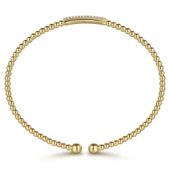 Gabriel & Co. 14K Yellow Gold Bujukan Bead Bangle with Diamonds