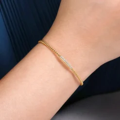Gabriel & Co. 14K Yellow Gold Bujukan Bead Bangle with Diamonds