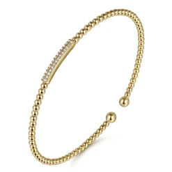 Gabriel & Co. 14K Yellow Gold Bujukan Bead Bangle with Diamonds