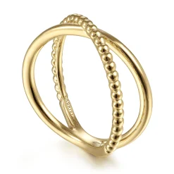 Hot Gabriel & Co. 14K Yellow Gold Bujukan Bead Criss Cross Ring