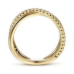 Hot Gabriel & Co. 14K Yellow Gold Bujukan Bead Criss Cross Ring
