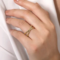 Hot Gabriel & Co. 14K Yellow Gold Bujukan Bead Criss Cross Ring