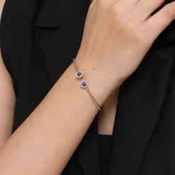 Best Gabriel & Co. 14K Yellow Gold Bujukan Bead Cuff Bracelet with Sapphire and Diamond Halo Caps