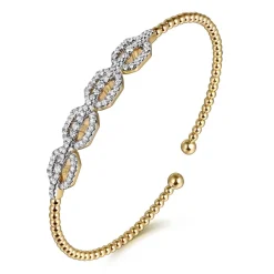 Outlet Gabriel & Co. 14K Yellow Gold Bujukan Bead Cuff Bracelet with Diamond Pave Links