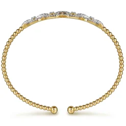 Outlet Gabriel & Co. 14K Yellow Gold Bujukan Bead Cuff Bracelet with Diamond Pave Links